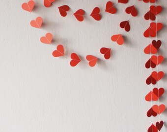 Valentines day decor Primitive Valentine decor Valentine garland Red Heart garland Wedding decoration Engagement party Bachelorette party