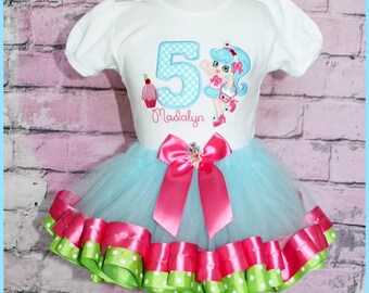 New Super Cute Shopkins Jessicake Cupcake Birthday Outfit Ribbom Trim Tutu