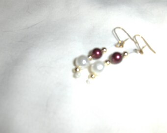 Glass Pearls Shades of Red and Pink earrings