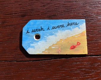 Miniature Wood Painting- Beach Scene- I Wish I Were There
