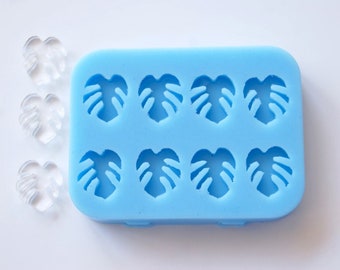Monstera resin mold (8 pcs)- Silicone mold Palm leaf studs Jungle earrings mold Cabochon mold Tropical earrings Plant resin mold for jewelry