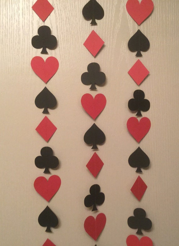 1 Red Black Poker Card Spade Club Heart Diamond Garland