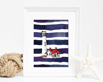 Nursery Art, Nursery Print, Nautical Art, Lighthouse Print, Nautical Print, Nautical Decor, Blue Nursery Art, Blue Wall Art, Printable Art