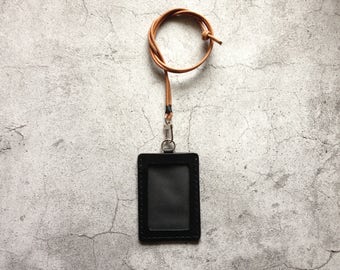 Black Leather ID Holder Badge Holder ID Case
