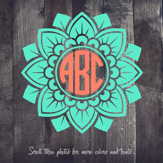 Download Items similar to Mandala Flower Monogram Decal, Mandala ...