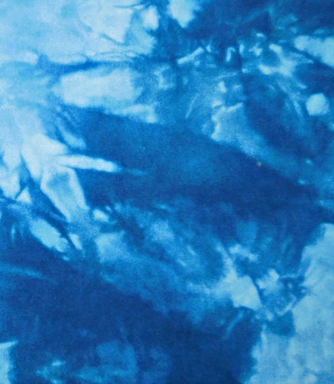 Hand Dyed Blue Tie Dye Cotton Flannel Quilting Fabric by the Yard from