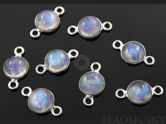 Natural Rainbow Moonstone Faceted Round Connector Incredible