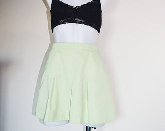 Light Green Vintage Pleated High Waisted Skirt