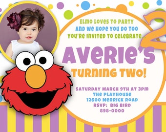 CUSTOM PHOTO Invitations Elmo Birthday Invitation - You Print - PRINTABLE - I Customize You Print - 4x6 or 5x7