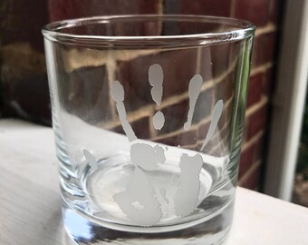 Handprint Whiskey Glass, Custom, New Dad Gift, First Father's Day, Footprint, New Dad, Personalized