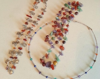 Multi Gemstone Silver Necklaces ~set of 3~
