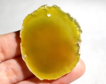 Yellow Agate Pendant - Yellow Slice Pendant - Druzy Pendant - Yellow Gemstone - Gemstone Pendant - Semi Precious Pendant - #100