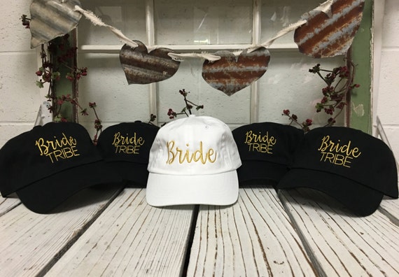 BRIDE n Bride Tribe Embroidered Baseball Hats Bachelorette Party Wedding Party Favor Bride Gift Dad Hats Black/White Metallic Gold