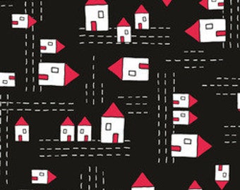 Red Thread: Houses in Black A5906 by Marisa for Creative Thursday 1 Yard Cut