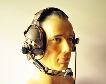 Vintage French Military Headset Elno - Pilot's Earphone Headset - Helicopter Microphone - Flying - Aviation - Spaceship - Astronaut