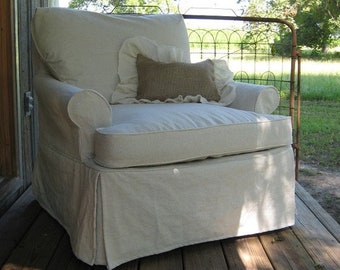 Custom Slipcovers-In-House Slips-Washed Cotton Duck Slipcovers-Classic Fitted Slipcovers with Covered Cording-Decorator Slipcovers