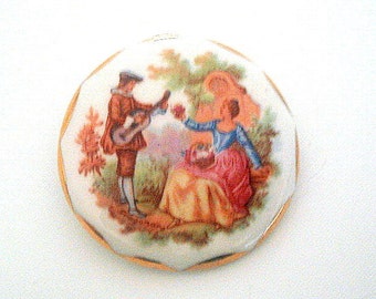 Large Porcelain Brooch Fragonard