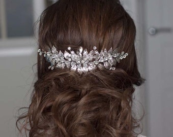 Leaf hair comb Silver headpiece Wedding headpiece Silver leaf headpiece Greek headpiece Bridal hair piece Silver leaf hair comb Bridal comb