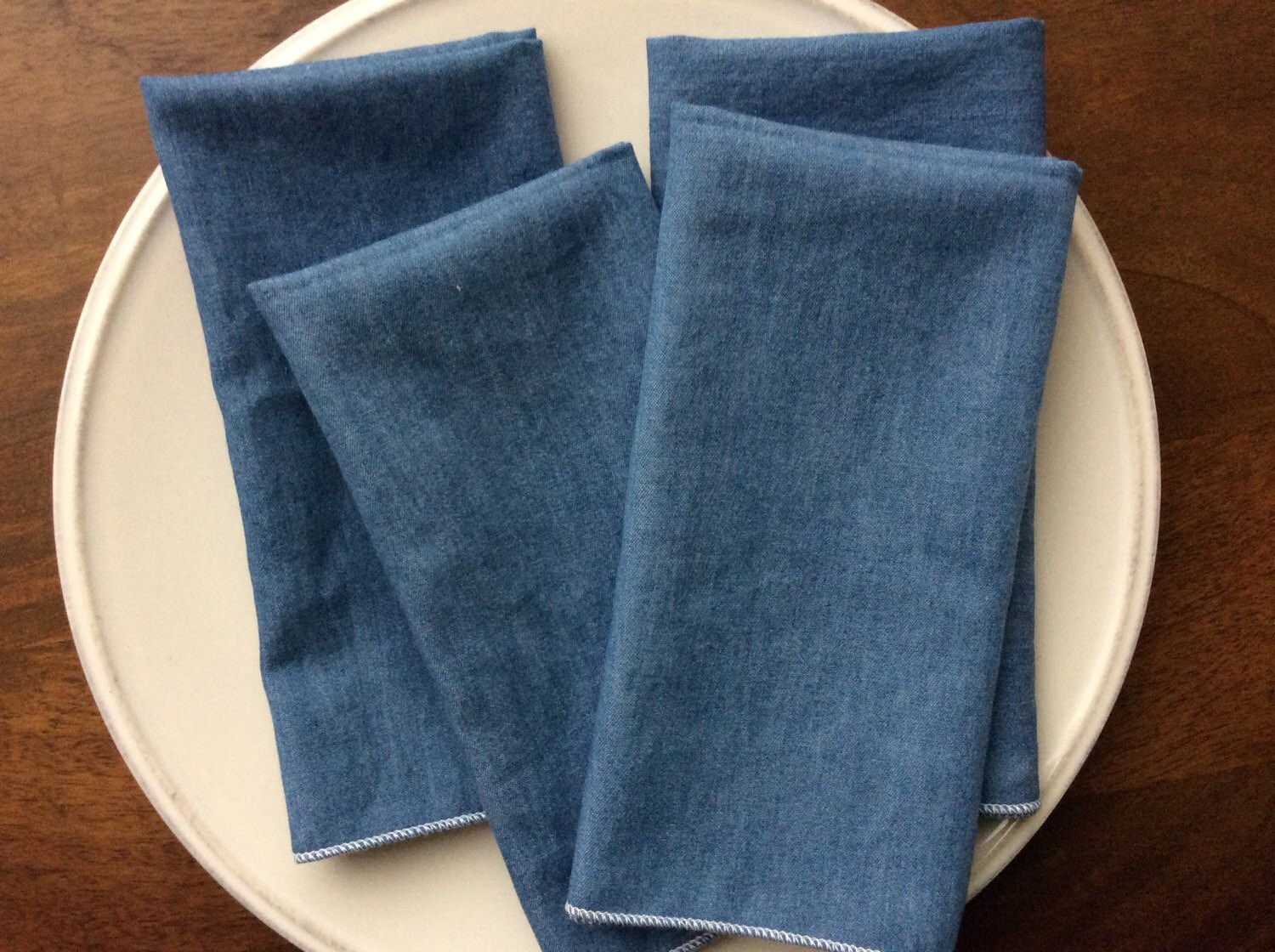 Soft Blue Denim Cloth Napkins Set of 12