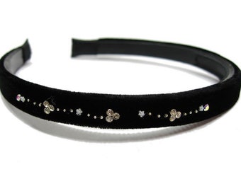Black - velvet thin headband