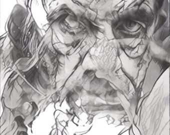 Fine Art Print Graphite Sketch Drawing--The Tell-Tale Heart in the Smoke & Mirror Series (5 of 8)