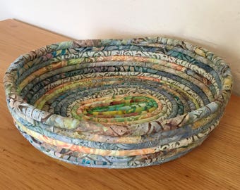 Batik Fabric Coiled Basket Pot bowl