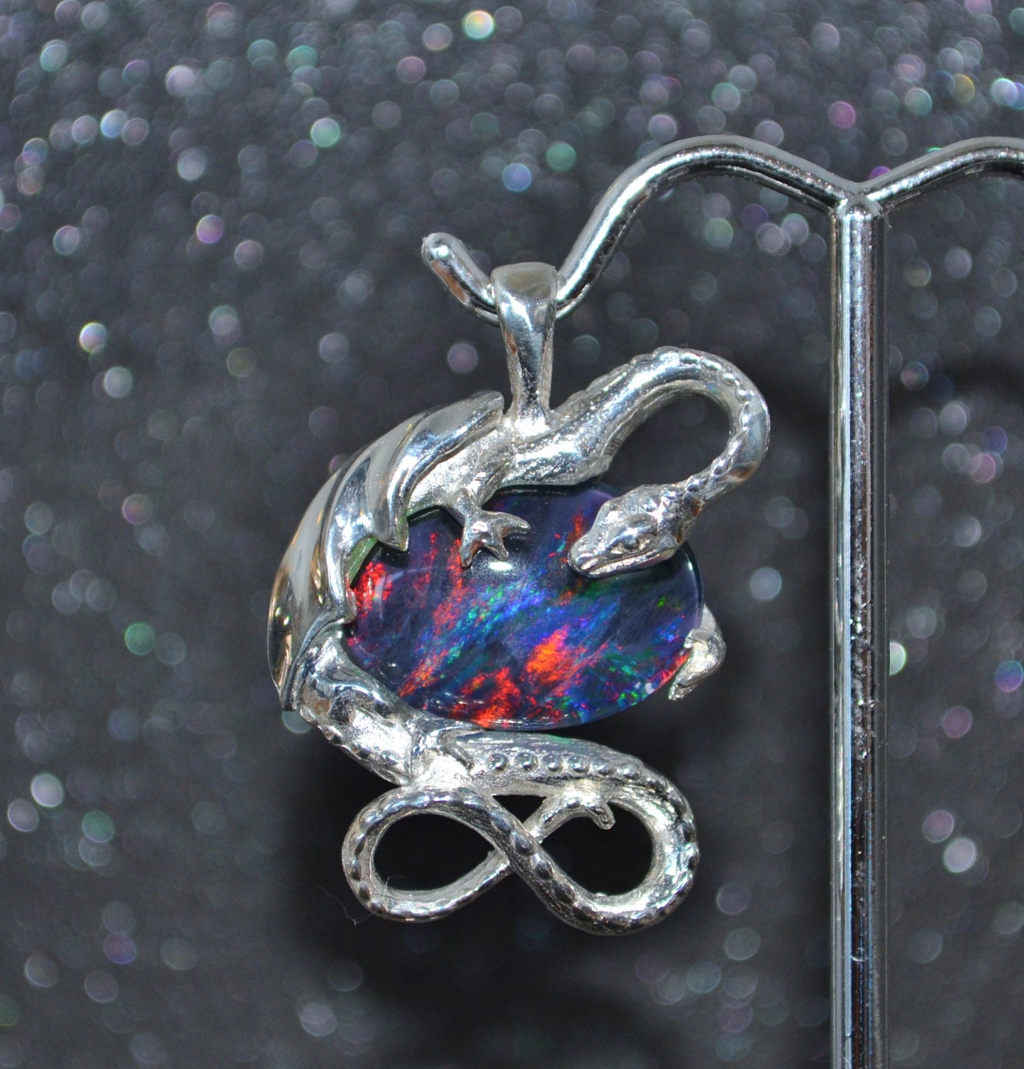 Sterling Silver Fantasy Dragon Pendant Choose a Gemstone.