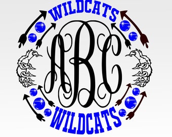 Wildcats Paw Print Monogram Frame SVG, DXF, png, jpg digital cut file for Silhouette or Cricut