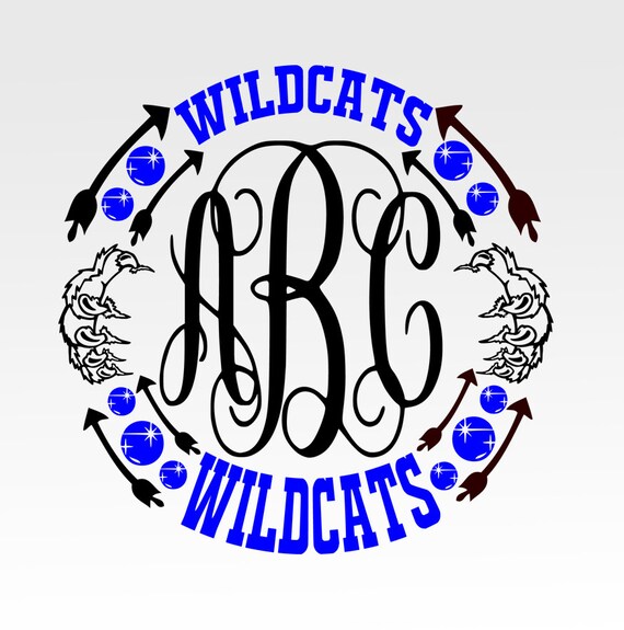 Wildcats Paw Print Monogram Frame SVG DXF png jpg digital