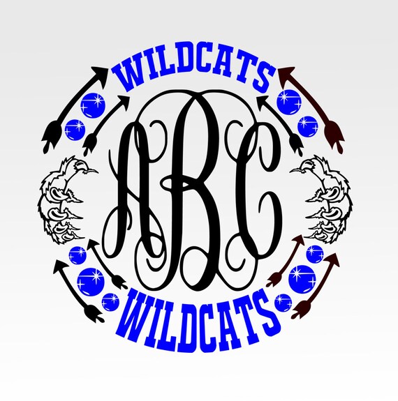 Download Wildcats Paw Print Monogram Frame SVG DXF png jpg digital