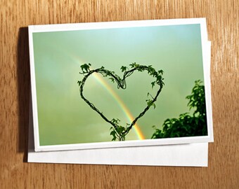 Rainbow Heart Love CARD Original Photo on Nice Thick Card Stock Love, Heart, Rainbow, Arc en Ciel, Valentine, Love Photo Wedding Card,
