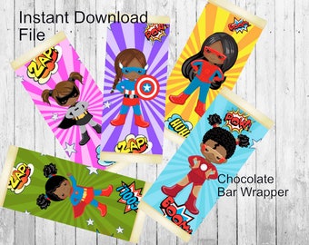 African American Girl Hero Candy Bar Wrapper/Hero Chocolate Bar Wrapper/African Girl Heroes