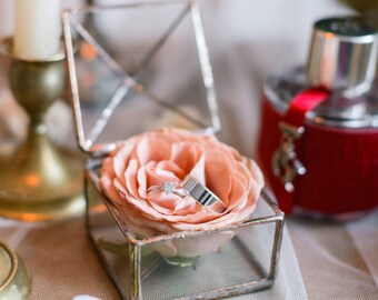 Wedding Ring Box - Jewelry box - Engagement Ring Box - Jewel box - Newlywed Gift - Ring Bearer Box - Small Box - Geometric Ring Box glass
