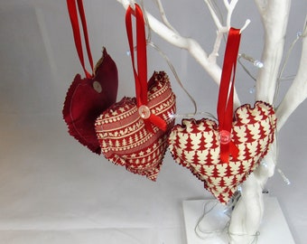 Christmas Scandi style tree hearts set - Free UK postage