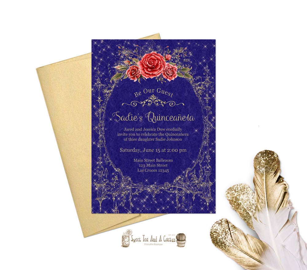 Beauty And The Beast Quinceanera Invitation Sweet Fifteen