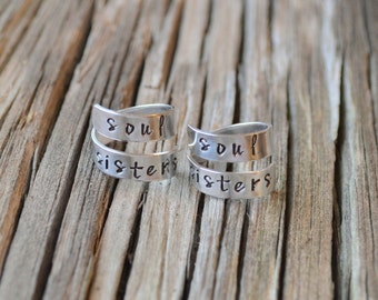 Best friend rings / Soul Sisters rings / Best Friend Gift/ Friendship rings / BFF gift / Bff rings /stocking stuffer / gifts under 20