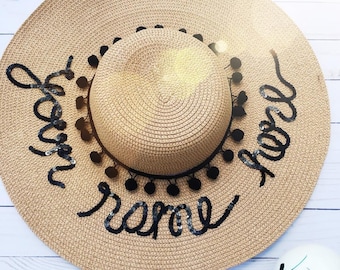 Custom Sun Hat- Sun hat-Beach Hat- Boho Hat- Personalized- Bachelorette Party Hat-Vacation wear-bridesmaid gift-Vacation hat-Custom Gift-fun
