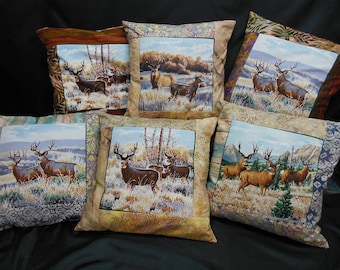 Set of 6 square cushion covers, "deer and DOE" collection