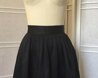 Black, Pleated, Circle Skirt, Mini