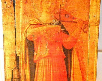 Icon-Byzantine- Angel with violin Fra Angelico 1433 Tabernacle with Linier (detail) repro