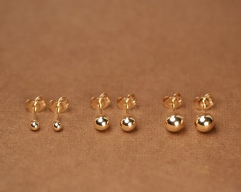 Gold ball earrings - gold dot earrings - gold studs - tiny ball earrings - little gold ball studs - 14k gold filled ball stud earrings