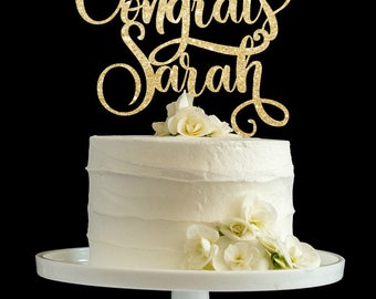 Graduation cake topper, grad cake topper, graduate decoration, prom, gold graduation topper, congrats cake topper, prom cake topper