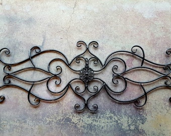 ON SALE Large 57" Black wall decor Metal Headboard Scrolled Metal Headboard Bedroom Wall Decor Shabby Chic Headboard Wrought Iron Wall decor