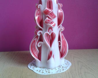 Carved candles,Hearts in love,Hearts ,Red,White,Valentine's day,14.02.,Women's Day,08.03., A purple heart,Homedecorations
