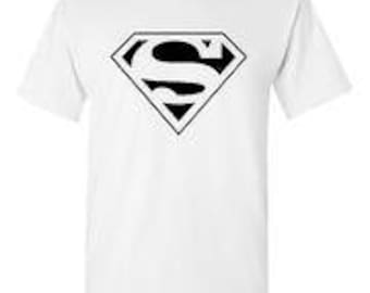 Superman Black Logo White T-Shirt