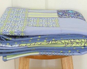 Plus Quilt: Ready to ship, Baby quilt, Baby bedding, Toddler Quilt, Lap quilt, Shower gift, Patchwork quilt, Periwinkle,green,purple, floral