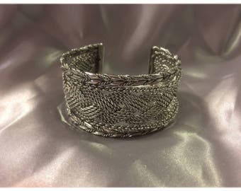 1970s Vintage Silver Layered / Stacked Cuff Bracelet