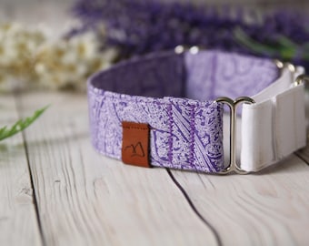 CHRISTINE Dog Collar - Girl Dog Collar - Martingale - Puppy Collar - Purple Collar - Spring Collar