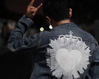 No More Fifth: Crowned Heart; Hand Painted Jacket