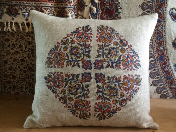 Hand block printed linen pillow | sofa cushion | farm house pillow | linen pillow | modern red pillow | case dresses|xmas for her | pillow